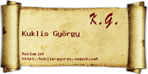 Kuklis György névjegykártya