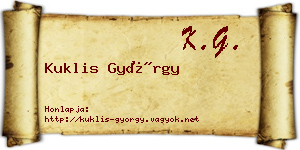 Kuklis György névjegykártya